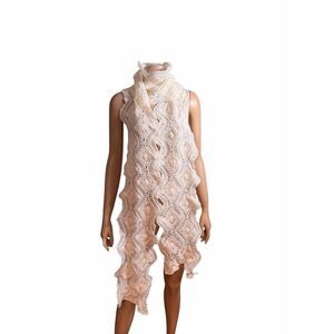 NWT Zara Limited Edition Crochet Knit Scarf Ecru – 96” Long Boho Luxe Wrap